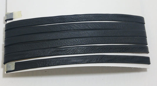7/16" Side-folded, Cowhide Leather Lacing in Black Fuji with Reinforcement Tape *card* (3 YDS)