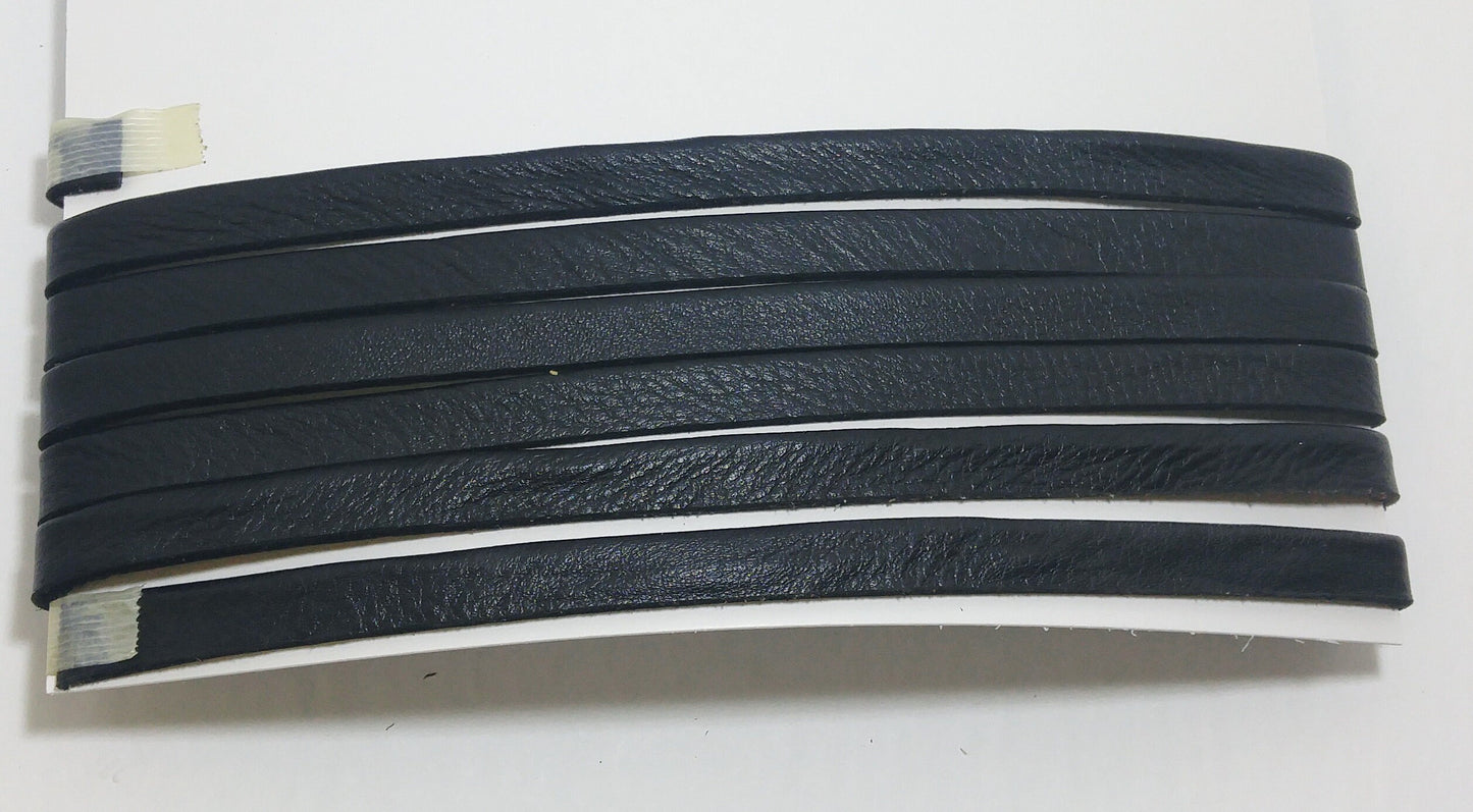 1/2" Side-folded, Cowhide Leather Lacing in Black Fuji with Reinforcement Tape (2 YDS)