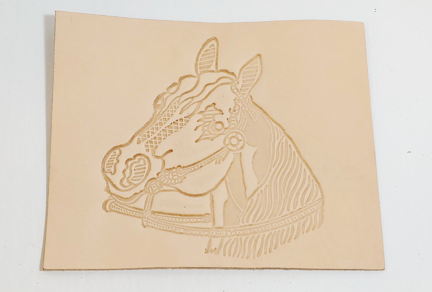 Natural Veg Tan Horse and Bridle Leather Piece Ready to Paint and Frame 5 oz. 8" x 10" - Good for Crafting equestrian; horse lover gift