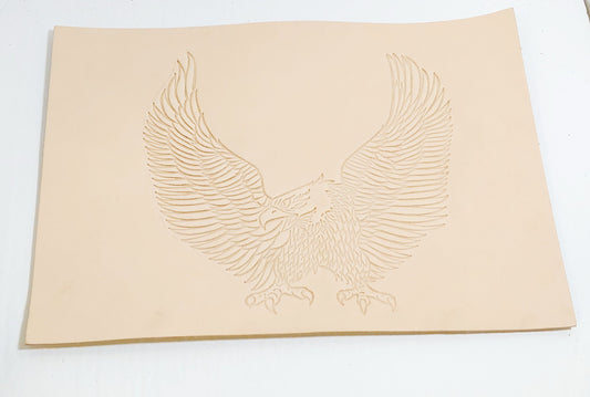 Natural Veg Tan Bald Eagle Leather Piece Ready to Paint & Frame 5 oz. 9-1/2" x 13-1/2" - USA; American Eagle; Hawk; feathered eagle; bird