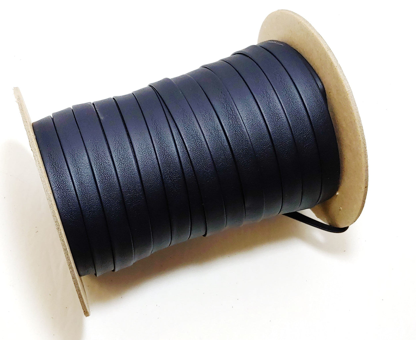 1" Navy Blue Polyurethane Faux Leather Strip (3 YDS) Vegan Friendly; Lamb Touch softness and finish; soft and supple;1000BULT