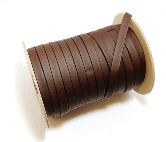1/4" Brown Polyurethane Faux Leather Strip (10 YDS) Vegan; Lamb Touch softness and finish; soft and supple; wrist bands, straps 0250BULT