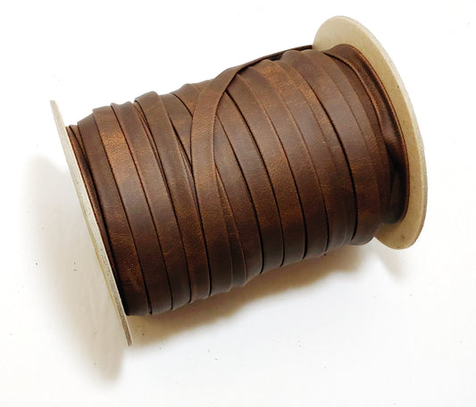 3/4" double fold Brown Polyurethane Faux Leather Strip Vegan;  0750BUNW handbag straps, jewelry, dog collars