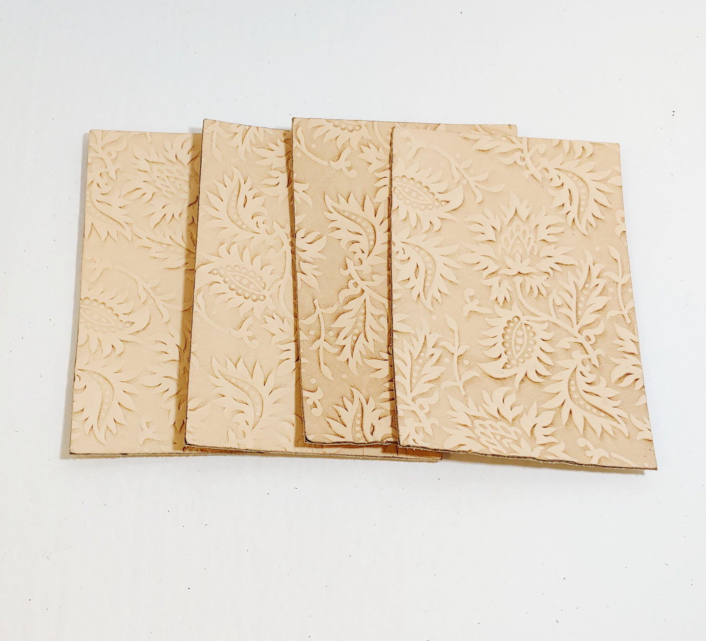 Natural Veg Tan Floral Leather Piece 4" x 6" Ready to Paint and Frame - Small/med pieces - Good for Crafting - home decor; leatherworking
