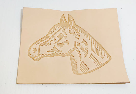 Natural Veg Tan Horse Head Leather Piece Ready to Paint and Frame 5 oz. 8" x 10" - Good for Crafting equestrian; horse lover gift