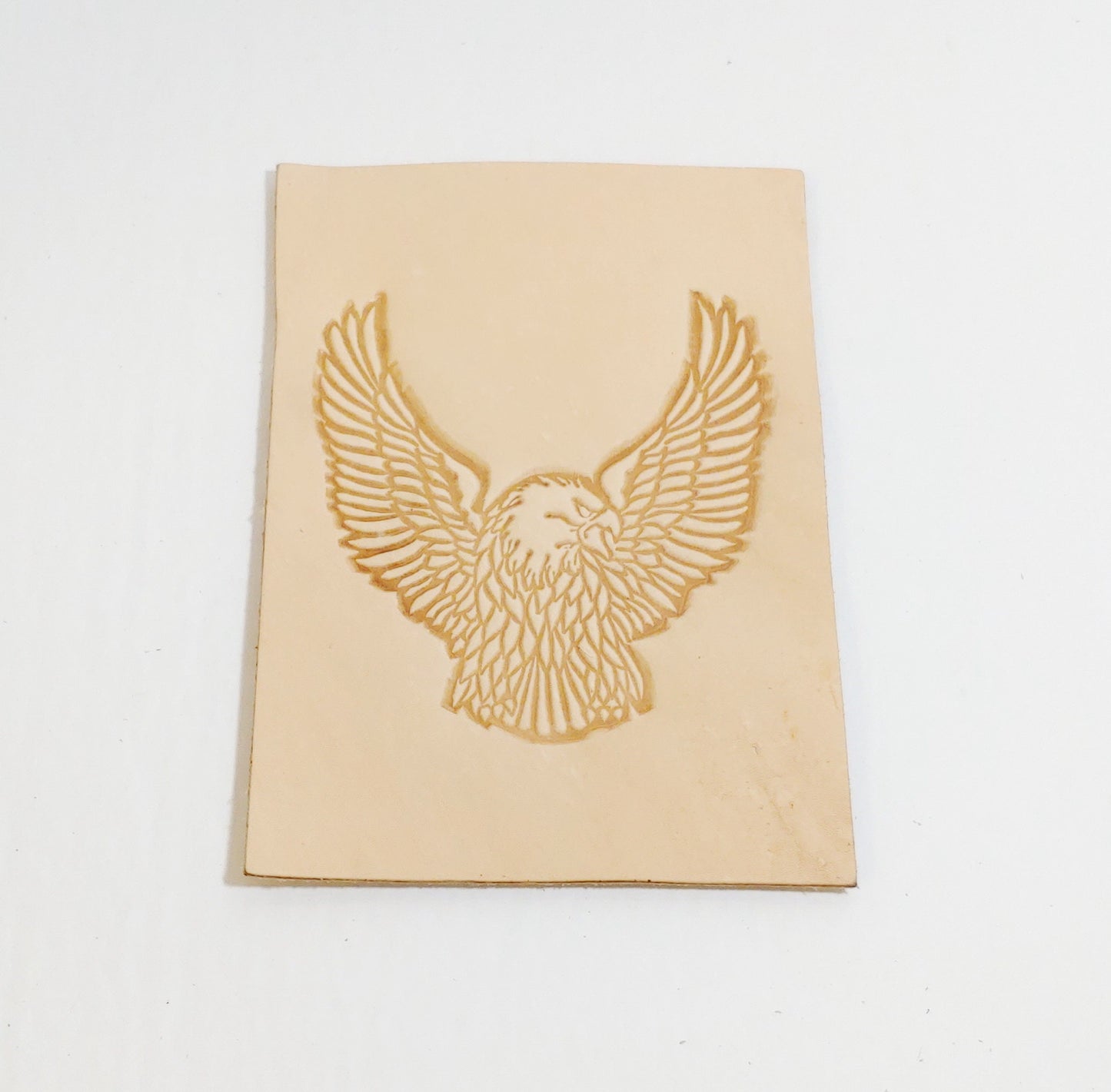 Natural Veg Tan Bald Eagle Leather Piece Ready to Paint & Frame 5 oz. 5" x 7" - USA; American Eagle; Hawk; feathered eagle; bird