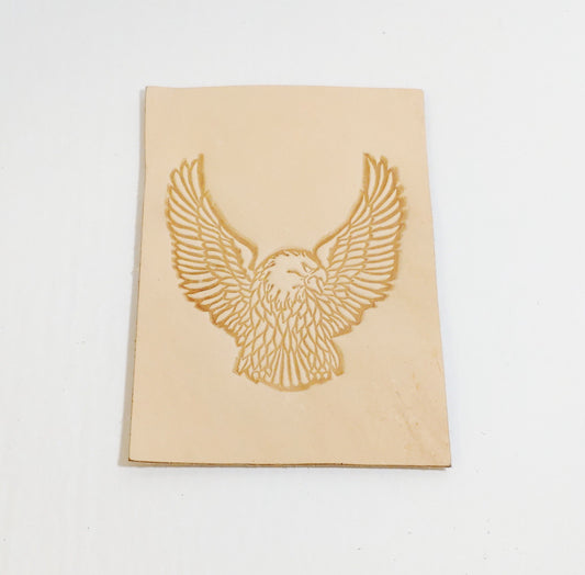 Natural Veg Tan Bald Eagle Leather Piece Ready to Paint & Frame 5 oz. 5" x 7" - USA; American Eagle; Hawk; feathered eagle; bird