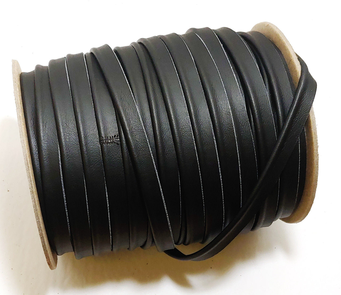 1/2" Cord Piping in Black Polyurethane Faux Leather 3277XULT (5 YDS) Vegan Friendly; Lamb Touch softness and finish; soft and supple