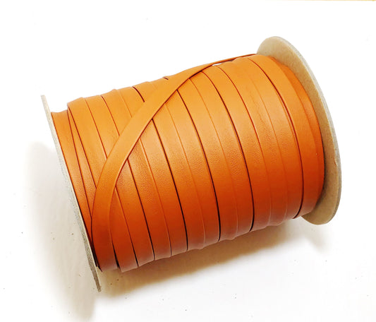 1/4" Cognac/Orange Polyurethane Faux Leather Strip (10 YDS) Vegan; Lamb Touch softness and finish; soft and supple; 0250BULT, straps