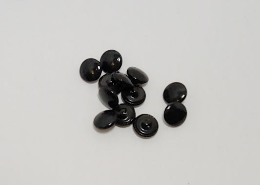 Black Speckled Patent Leather Buttons with Hopper Back - Various sizes