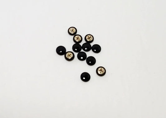 Black Speckled Patent Leather Buttons with Pivot Back - Various sizes