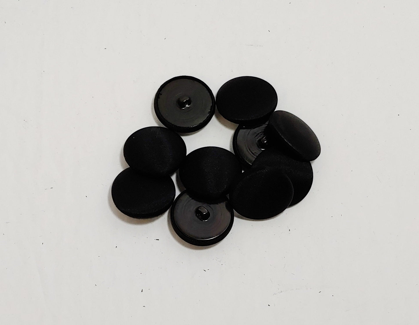 45 Line, Fabric Covered Buttons in Black Satin with Hopper Back (10 PC.) 1-1/8" or 29mm