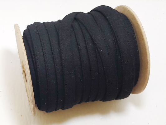 5/8 wide Black PE Wool Cord Quadruple Fold and Stitched (3 YDS) Good for jacket cord, handbag straps, belts, etc.