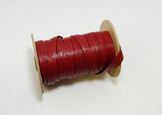Genuine Lamb 1/2" Double-folded Red Leather Stripping with Red Stitch (5 yds) SM3399XL