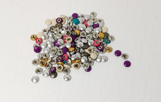 163 Genuine Leather Covered  Buttons 14 Line, RANDOM Color Assortment Pivot Back; crafters; scrapbooking; arts and crafts; Half Ball