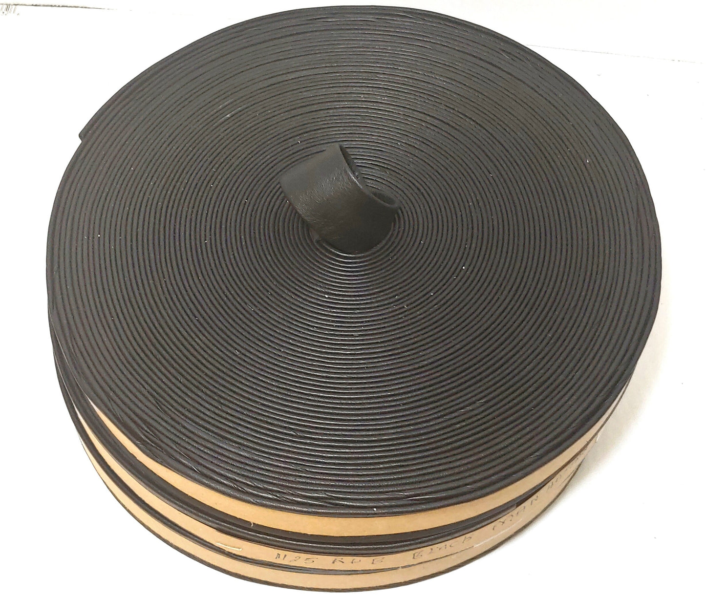 DAMAGED ITEM 1-1/8" Double-folded & Reinforced Cowhide Leather Strap in Black Manhattan (2 YDS) 1125RDB Smooth Surface