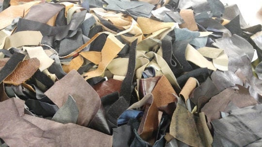 Leather Scraps by the pound - variety of textures/shapes/finishes/types