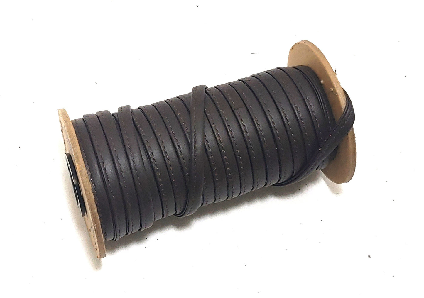 1/4" Stitched and Reinforced Real Leather Jewelry Cord in Brown Silky Cowhide (5 YDS)  2643XDA IMPERFECT RESTITCHED