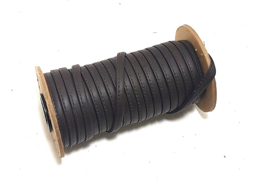 1/4" Stitched and Reinforced Real Leather Jewelry Cord in Brown Silky Cowhide (5 YDS)  2643XDA IMPERFECT RESTITCHED