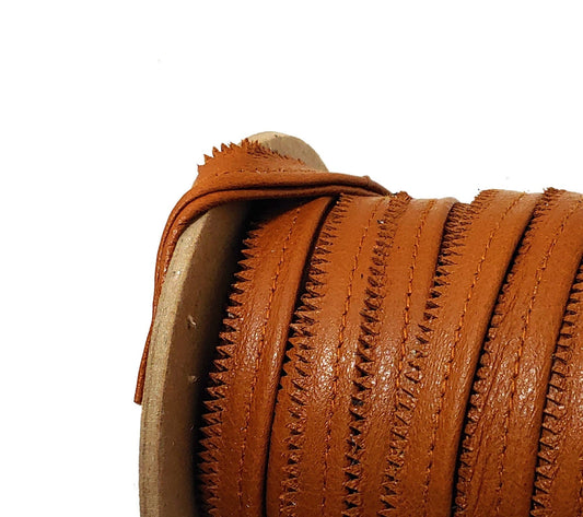 7/16" Double Cord Piping, Genuine Cowhide Leather in London Tan (3 YDS) 3769XDC - bold piping; upholstery piping;