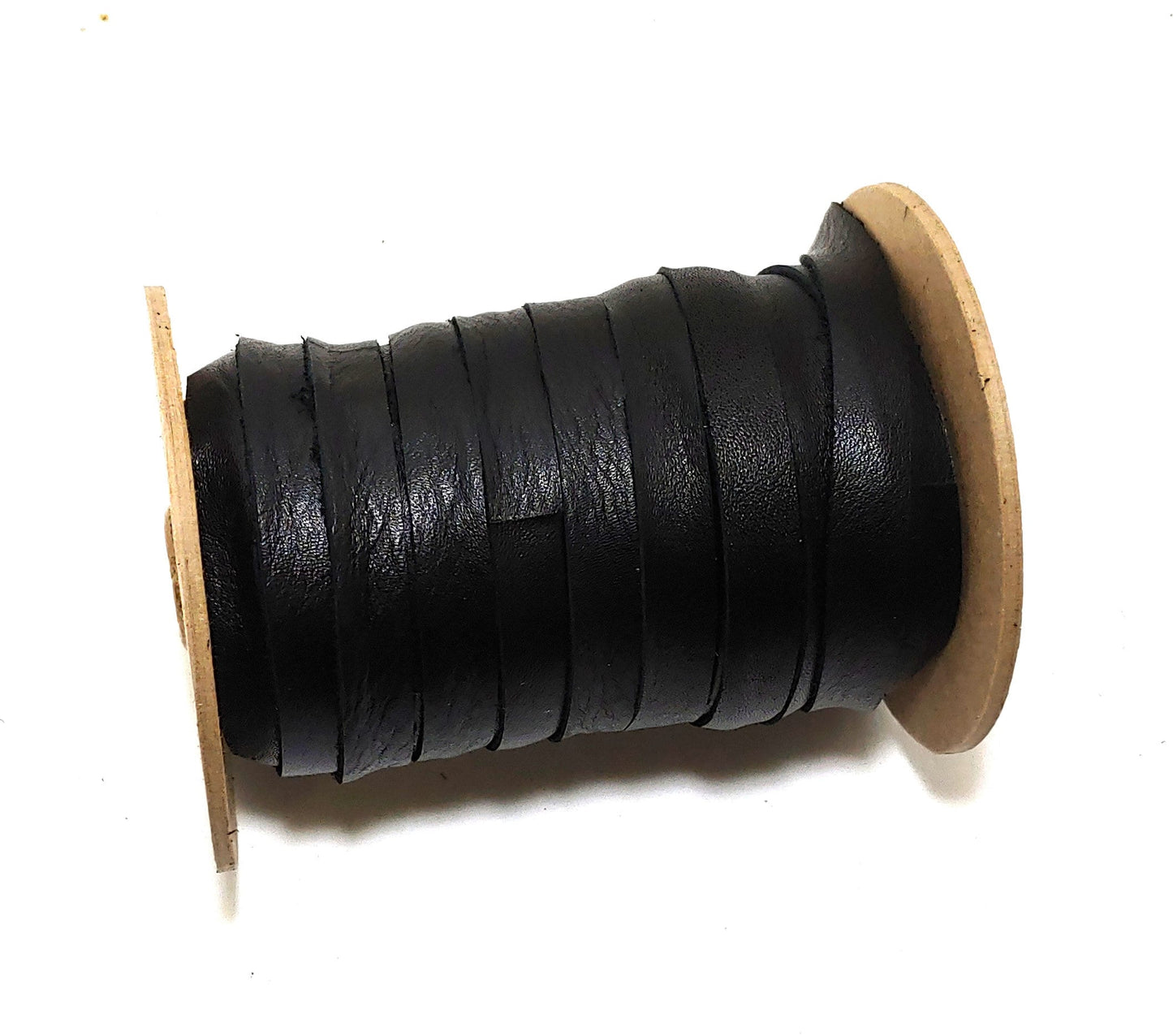 1/2" Flat Cowhide Lacing in Black Fuji (5 YDS) 0500NDB lacing; leather string; leather strip