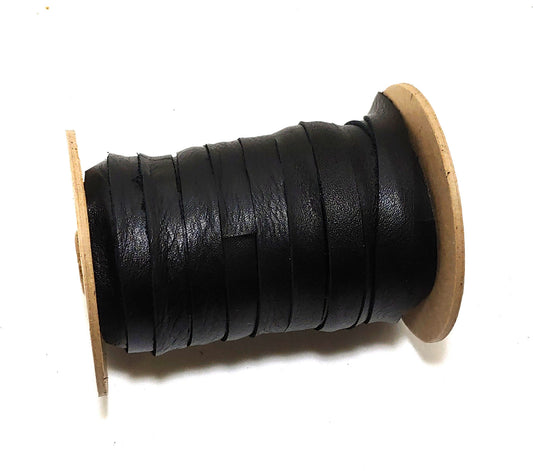 1/2" Flat Cowhide Lacing in Black Lamba .040 (1 mm) (5 YDS) 0500NDB lacing; leather string; leather strip