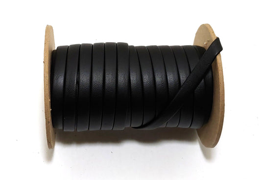 3/8"  Double Folded, Vegan Leather Strap in Black Artik Vinyl (5 YDS) 0375BVART - straps; faux leather; handbag; sewing; crafting