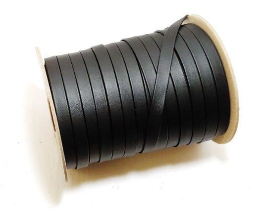 1/2" wide Polyurethane Faux Leather Strip for Straps Vegan; Black, 0500BULT (5 YDS)