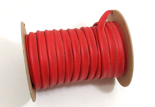 5/8" Round Cord Piping, Genuine Cowhide Leather in Red Duquesa (3 YDS) 3118XDB - bold piping; upholstery piping; large cushions