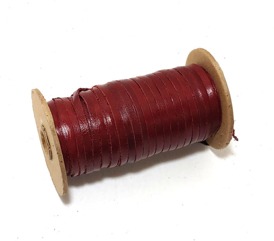 3/16" Flat, Cowhide Leather Lacing in Country Red (10 YDS) 0187NDB - jewelry; dream catchers; tassels; DIY; fringe