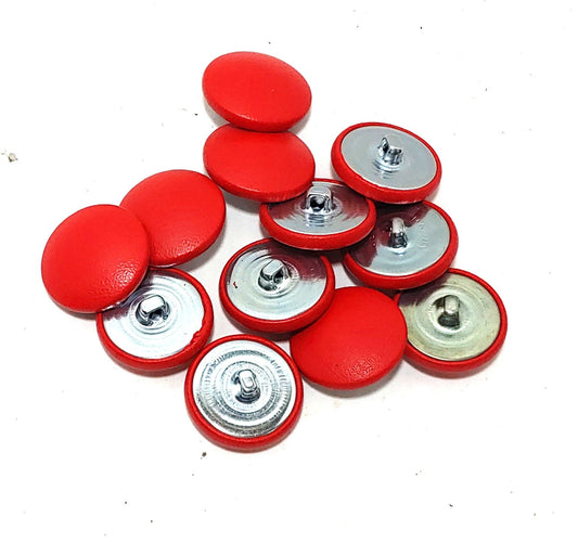 36 Line, Cowhide Leather Covered Buttons in Red Lamb Touch (12 PC.)