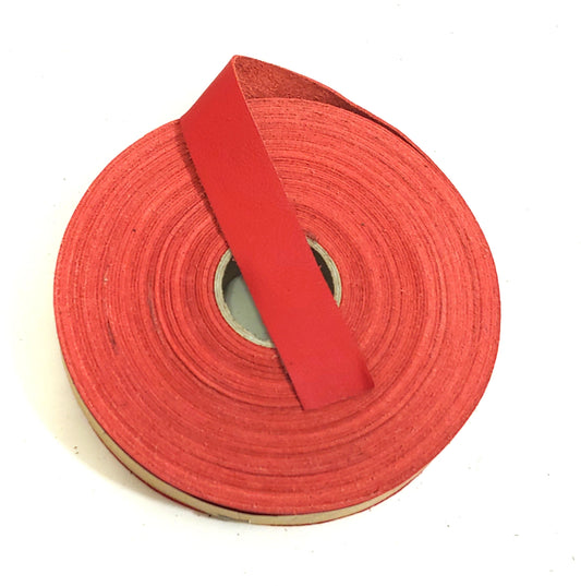 1" Flat, Cowhide Leather Edge Binding in Red Duquesa (3YDS) 1000NDB - Trim tape; leather tape - not to be used for a strap