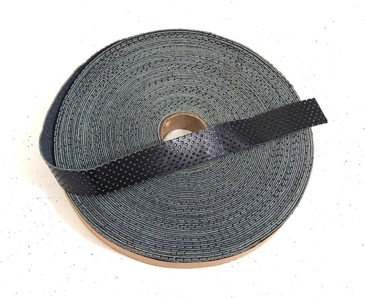 1" Flat, PERFORATED Cowhide Leather Binding in Black (2 YDS) 1000NC93P1 edge binding; perforation; thickness of 0.058"