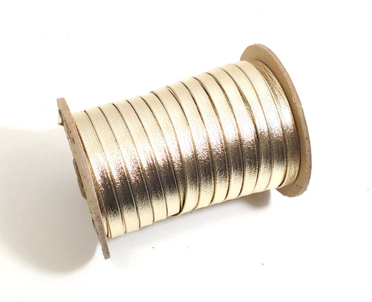 5/16" Double-folded Leatherette Trim in Gold Metallic Polyurethane (5 yds) 0312BUPU