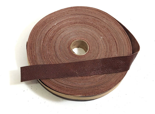1-1/4" Flat Cowhide Leather Binding in Brown Lizard Print (3 yds) 1250NC9 trim tape; edge binding; leather tape
