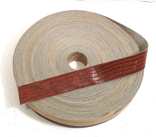 1-1/4" Flat Cowhide Leather Binding in Rust Iguana Print (3 yds) 1250NC9 trim tape; edge binding; leather tape