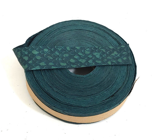 1- 1/4" Flat, Pig Suede Stripping, in Green Python Print (3 YDS) 1250NP4 trim tape; edge binding; leather tape