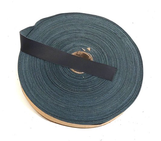 1" Flat, Cowhide Leather Strap in Charcoal (5 YDS) 1000NDD ; light black trim tape