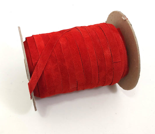 1/2" Flat Red Calf Genuine Cowhide Split Suede Leather (5 yds) 0500NC9 trim tape; edge binding; leather tape