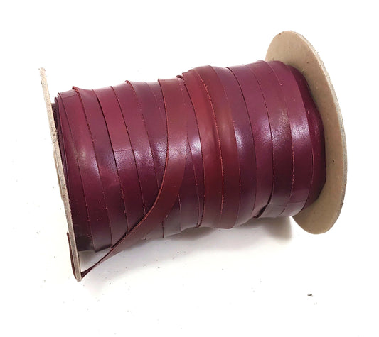 1/2" in BORDO Red Genuine Cowhide Leather Flat Lacing  (5 yds) 0500NCB