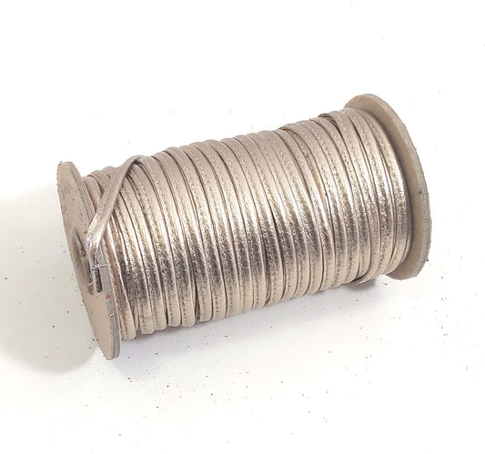 3/16" Stitched Round Reinforced Leather Jewelry Cord in SILVER (3 YDS) 3656XDD