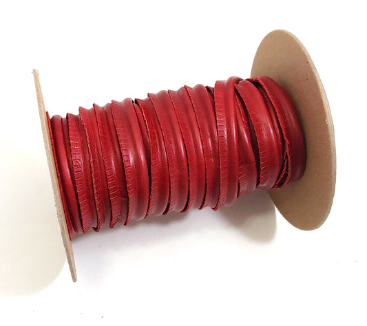 5/8" Round Cord Piping, Genuine Cowhide Leather in Red (2 YDS) 3118XCB - bold piping; upholstery piping; large cushions