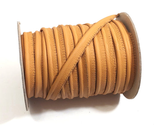 5/8" Round Cord Piping, Genuine Cowhide Leather in Wheat UPL (3 YDS) 3118XDD - bold piping; upholstery piping; large cushions