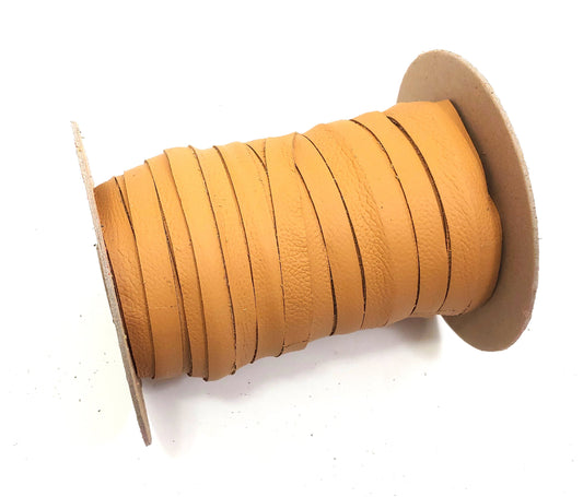 1/2" Flat Cowhide Lacing in Wheat UPL (5YDS) 0500NDB lacing; leather string; leather strip; brown; tan; beige; honey