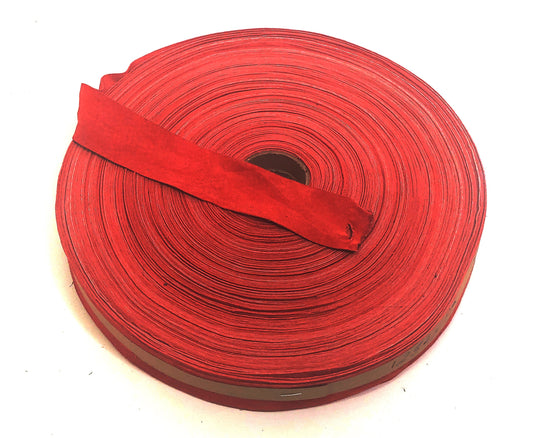 1- 1/4" Flat, Split Pig Suede Stripping, in Red (3 YDS) 1250NP5 trim tape; edge binding; leather tape