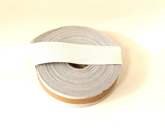 1-1/2" wide Flat Cowhide Leather in Off White UPL (3 YDS) 1500FCD leather strips; straps