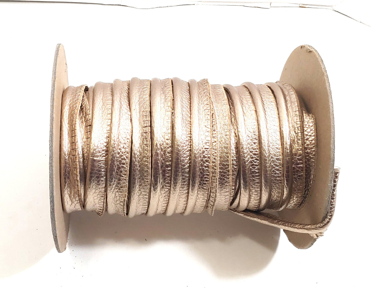 5/8" Round Cord Piping, Genuine Cowhide Leather in Crown Gold (3 YDS) 3118XDD - bold piping; upholstery piping; large cushions