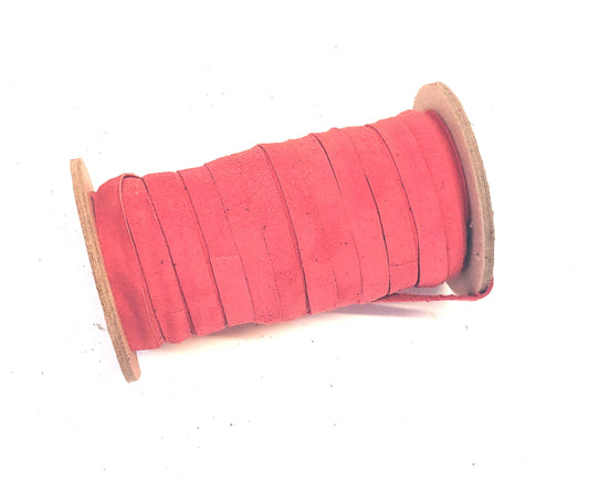3/8" Flat Dull Red Suede Leather (5 yds) 0375NP5 trim tape; edge binding; leather tape