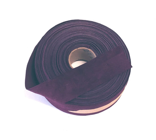 1-1/4" Flat, Pig Suede Stripping in Wine (3 YDS) 1250NP5 edge binding; top stitching leather trim tape