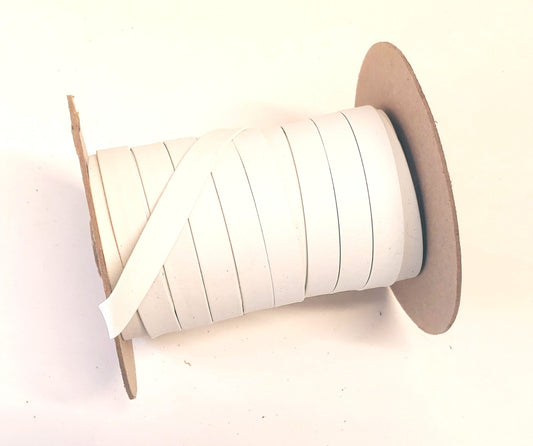 1/2" Double Folded Vegan Leather Strap in White Daytona (5 YDS) 0500BVDAY